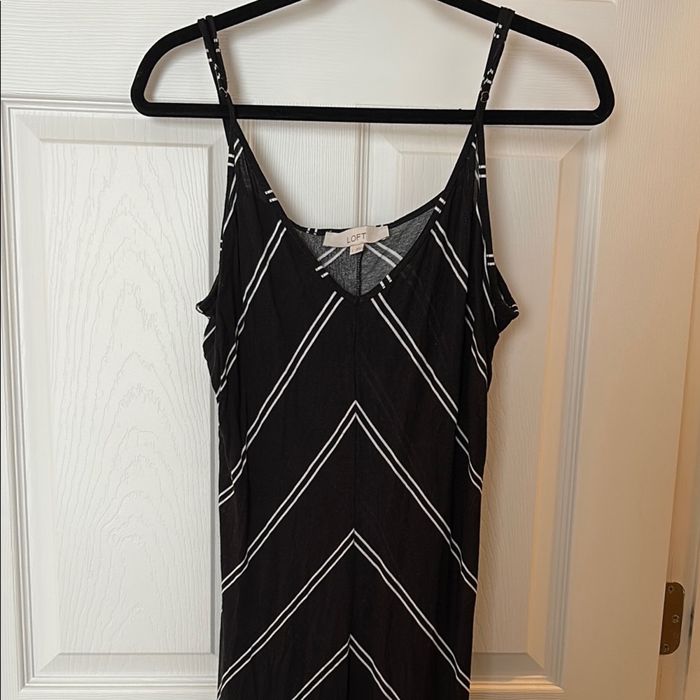 LOFT Black and White V-Neck Dress